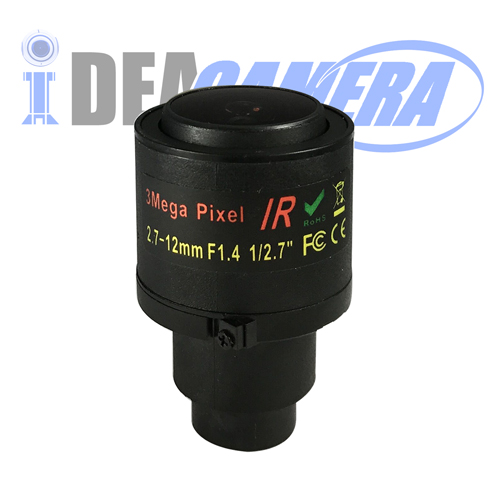3MP F1.4 2.7mm~12mm Varifocal HD Lens, support 1/2.7 Inch Sensor