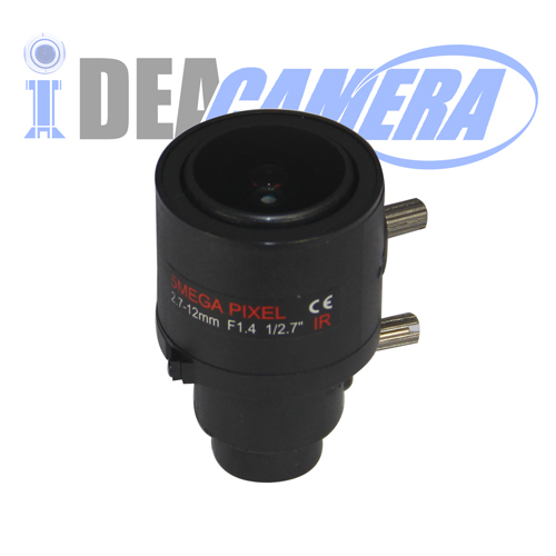 5MP F1.4 2.7mm~12mm Varifocal HD Lens, support 1/2.7 Inch Sensor