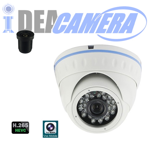 5Mp h.265 ip dome camera with audio in,internal poe,VSS mobile app,p2p