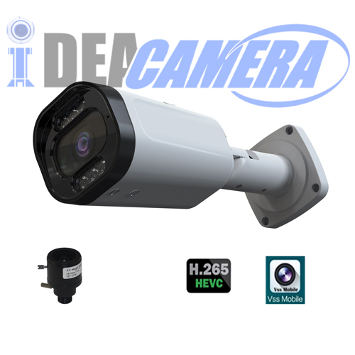 5.0MP H.265 Waterproof Bullet IP Camera with 3.0megapixels 2.8-12mm Varifocal Lens, 5MP@20FPS, Support POE Power Supply (optional), VSS Mobile APP.